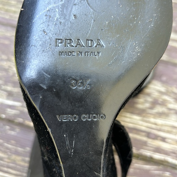 Vintage Prada Slingback Black Velvet Shoes - Size 36.5 Made in Italy - Picture 7 of 9